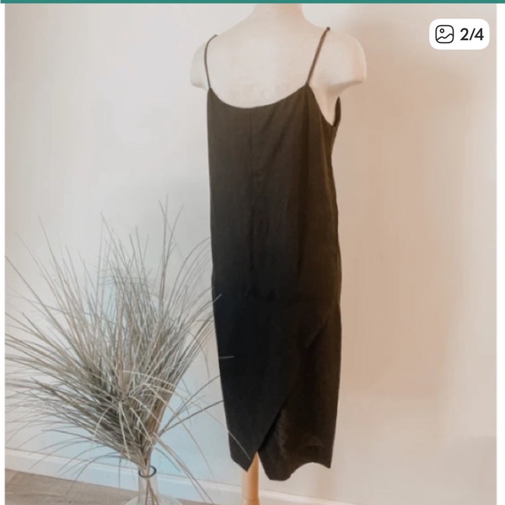 CAARA black cotton Slip Midi Dress - Picture 2 of 4